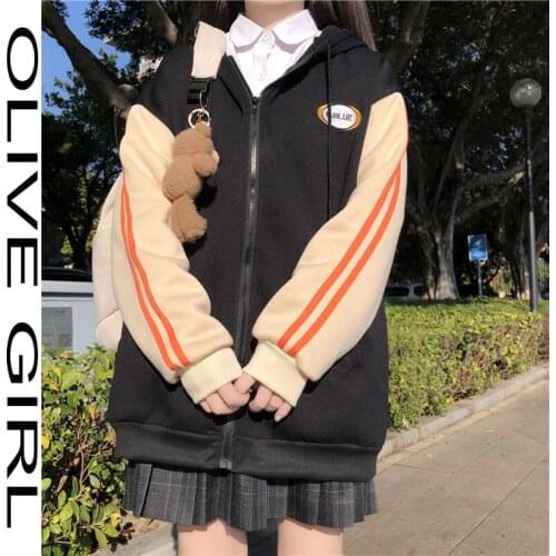 New Thick Zipper Big Pocket Sweatshirt Solid Color Coating Korean Loose Wild Hoodie Tracksuit Winter Women Jacket Sweatshirt