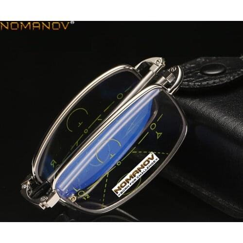 Portable Foldable Frame Telescopic Temple Men Women Progressive Multifocus Reading Glasses Add 75 100 125 150 175 200 to 400