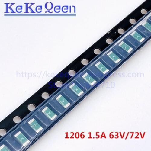 100PCS/LOT Fuse Disposable Fast Action SMD 1206 1.5A 1500MA 63V 72V 3.2*1.6mm 3216 SMT