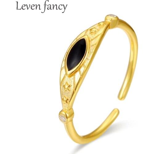 18K Gold Opening Adjustable Devil Eye Ring Women Girl Jewelry Gift Evil Eye Rings Sterling Silver 925 Turkish Jewelry