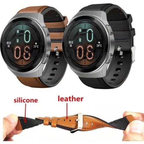 Leather + Silicone Bracelet Band For Huawei Watch GT 2e GT 2 46mm Watch Strap For Huawei Honor Magic 2 Correa