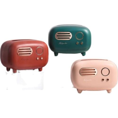 Retro Radio Model Tissue Box Desktop Paper Holder Vintage Napkin Case Multifunction Storage Boxes Ornament Craft Home Supplies