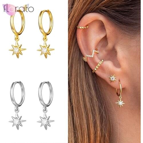 2020 Sterling silver Earring For Women Girls Bead Star Tassel Earrings Small Huggie Hoop Earring Oorbellen Gifts For women A30