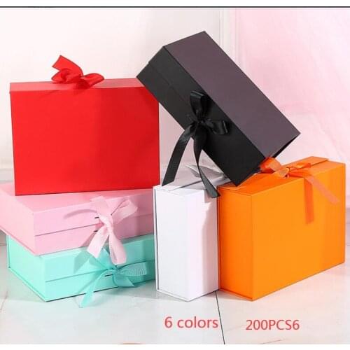 Ribbon clamshell folding box L 32*26*10.5 6 Colors 200 pcs