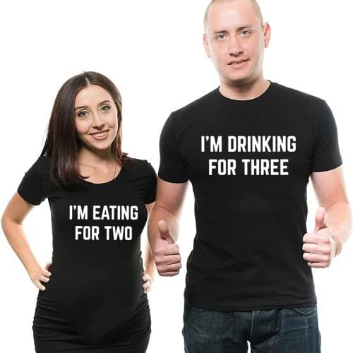 I'm Eating for Two I'm Drinking for Three Couples T-Shirt Baby Annoucement Shirts Mom and Dad Matching Shirt Pregnancy Reveal