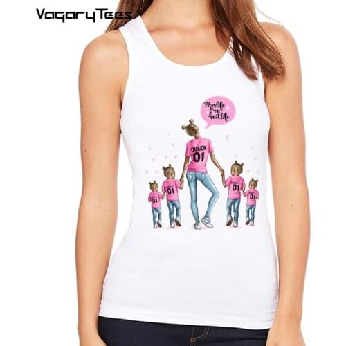 Famliy Women Tank top Mama with daughter Kids Happy Time Holiday Mothers Day Gift for Mom vest Good Quality Casual Camiseta