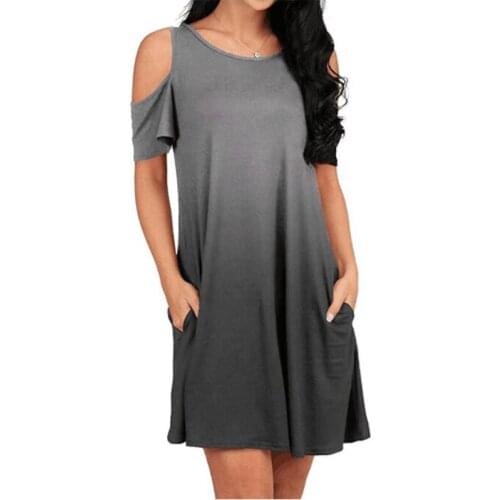 Ladies Casual Night Dress Women Gradient Dyeing Nighties O-neck Nightgown Nightdress Female Sleepwear Nightwear For Women