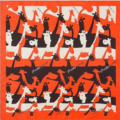 [POBING] 100% Twill Silk Scarf For Women Spring And Autumn Letter Animal Printed Scarves And Shawls Pashmina Lady Foulard 60cm