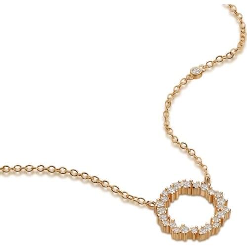 Simple Dainty 100% S925 Sterling Silver Necklace Womens Round Pendant Chain Chocker AAA Zircon Silver Jewelry Wholesale Gift