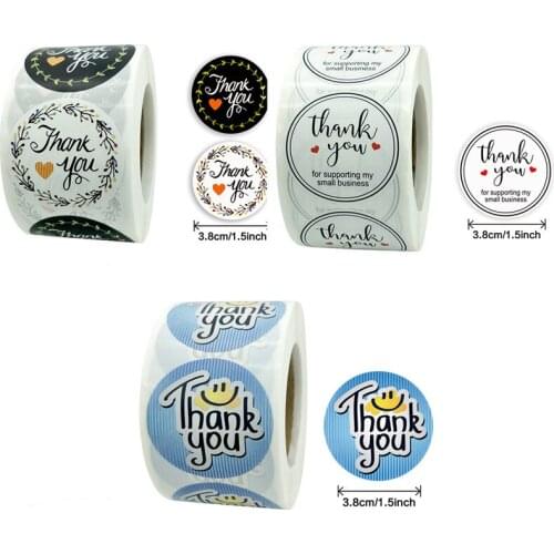 100-500pcs Thank You Floral Envelope Sealing Glue Wedding Party Gift Packaging Birthday Holiday Decoration Supplies Baking Label