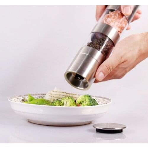 2-in-1 Pepper Grinder Mill Seasoning Storage Bottle Stainless Steel Grinding Bottle with 2 Compartments New
