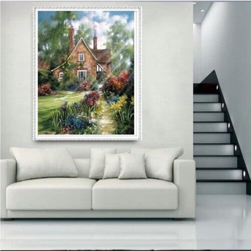 3D Diamond Embroidery Scenic garden cottage picture of Rhinestones Mosaic 5D DIY Diamond Painting Full square/Round Decor FG1138