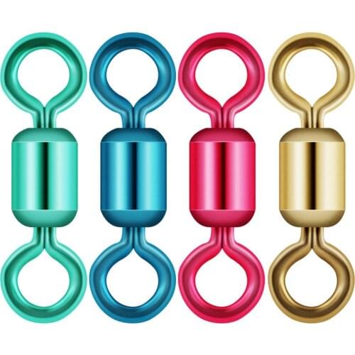 50pcs Multicolor Fishing Barrel Bearing Rolling Ball Swivel Solid Ring Lures 8 Word Connector For Fish Sea Tackle Accessories