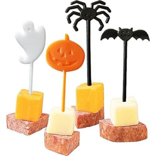 8pcs Halloween Fruit Forks Creative Cartoon Snack Cake Dessert Signing Childrens Holiday Festival Fruit Fork Party Supplies