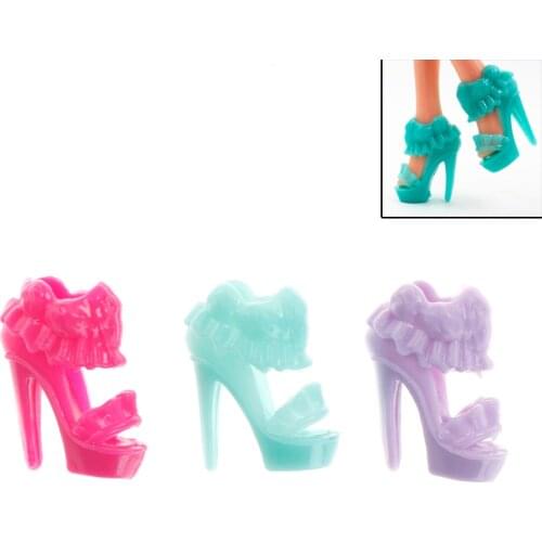 10 Pairs for Barbie Doll Accessories Different color Girl Play Toy Fashion Doll Shoes Colorful Assorted High Heel Shoes Sandals