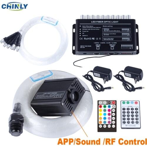 Bluetooth Fiber Optic Star Light 16W RGBW Smartphone APP RF Control Optical Fiber Shooting Meteor Effect Children Room Lights