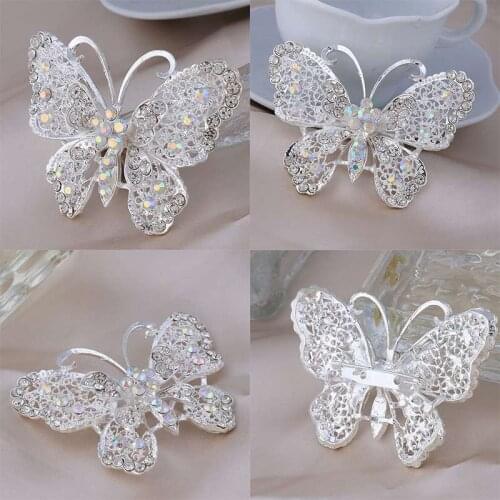 Diamante New Alloy Rhinestone Pin Wedding Broach Butterfly Large Vintage Brooch