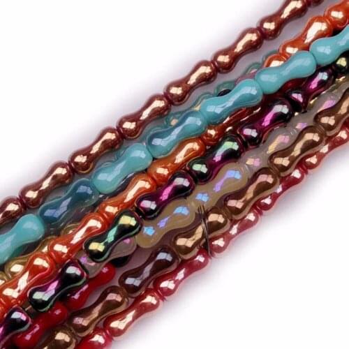70Pcs/lot 3x8mm Peanut shape with Plating color,Dog Bone Glass Beads, Loose Beads for DIY Fashion Jewelry Accessory Bracelet