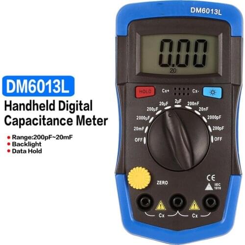 Maple DM6013L Digital Capacitance Tester Portable Handheld Display Capacitance Meter 0-20mF HP36D 1999 Counts Tester