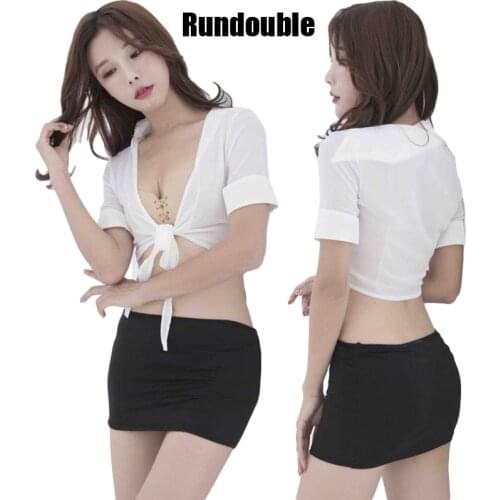 Secretary Uniform Set Teacher Costume Role Play Women V Neck Top Skirt Outfit Sexy Lingerie Hot Underwear Female Erotic Costumes