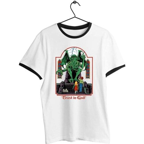 Unisex Men Women T Shirt Trust In God Cthulhu Funny Dark Humor Sarcasm Artwork Printed Tee