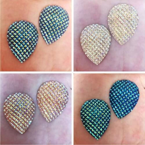 Hot DIY 20pcs 30mm*40mm AB Drop Resin Flatback Rhinestone Wedding Buttons Crafts DIY Resin Ornaments PR69*5