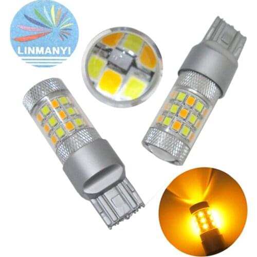 2PCS Dual Color LED T25 3157 7443 1157 White Amber Auto Led 30smd 5630 Led Chips DRL Light/Turn Signal Light switchback 12V