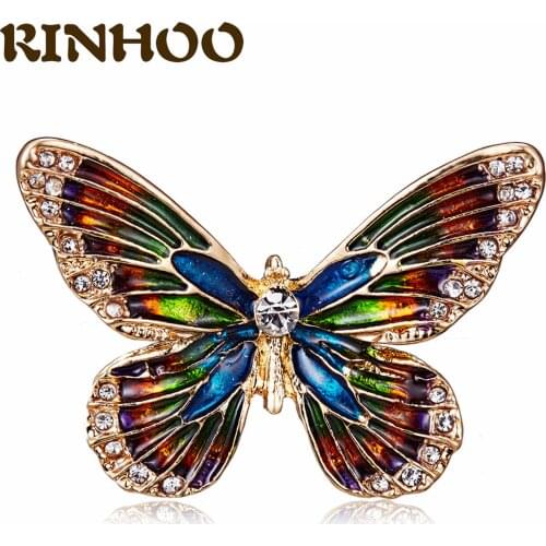 Fashion Colorful Butterfly Brooches Metal Crystal Rhinestones Cutout Brooch Animal Pins Banquet Wedding Bouquet Brooch Gifts
