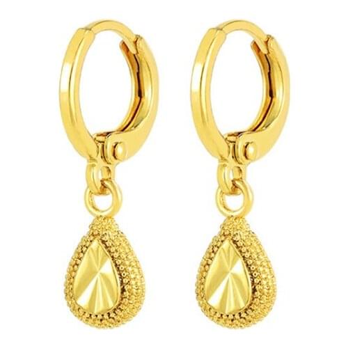 Fashion Gold Color Drop Earrings For Women Simple Vogue 24k Gold Earring Women Elegant Dainty Gold Earring Wedding Jewelry