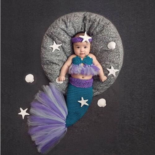 MOMLUVBB Handmade Baby Knitted Photography Props Mermaid Shaped Kids Costume Wrap New Born Photo Studio Clothing Accessories