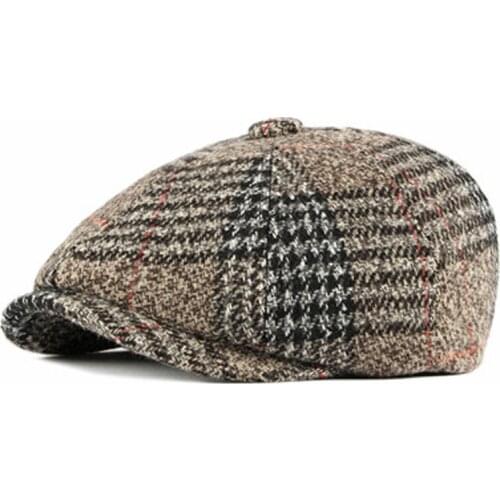 Mens Hat Classic Dome Striped Octagonal Hat Newsboy Hat Blend Wool Vintage For Casual Outdoor Daily Hat 2021
