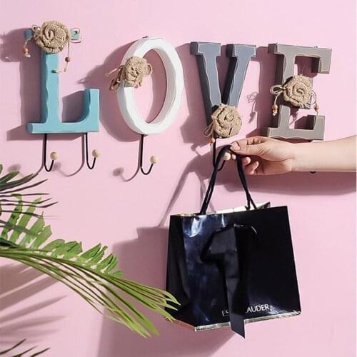 Ginmino wall hooks for hanging home accessories Wall key holder multi-purposepink wooden hook Housekeeper on wall