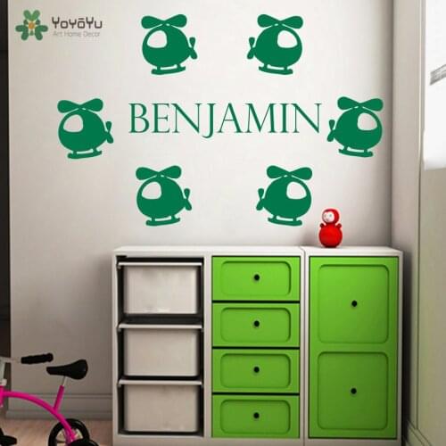 YOYOYU Wall Decal Helicopters Personalized Name Vinyl Wall Stickers For Kids Rooms Baby Home Decor Custom Name Boys Mural SY638