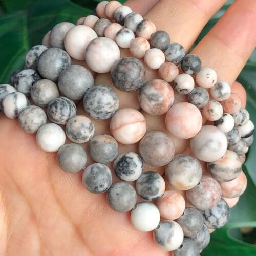 Natural Pink Zebra Jaspers Stone Round Loose Spacer Beads For Jewelry Making DIY Bracelet Necklace Accessories 6-12mm Pick Size