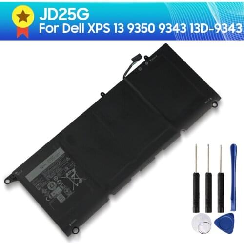 Original Battery JD25G 90V7W 0N7T6 5K9CP JHXPY For Dell XPS 13 9350 9343 13D-9343 Genuine Battery RWTIR 0DRRP DIN02 52Wh