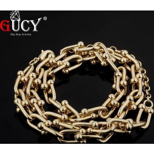 GUCY 6MM and 8MM Glossy Solid Necklace Bling Gold Color Mens Women Jewelry Hip Hop Chain Length adjustable