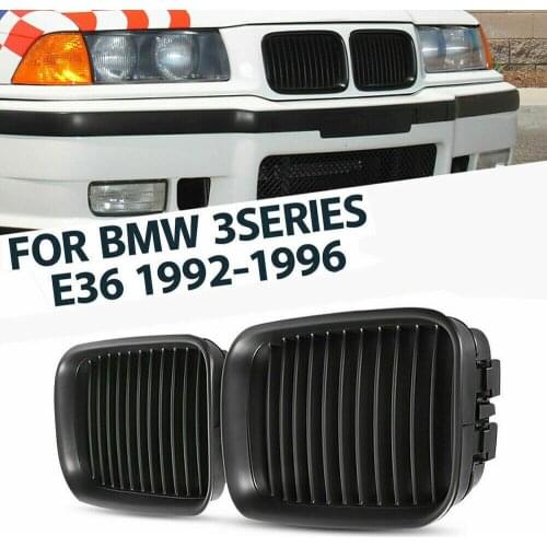 For BMW E36 1992-1996 318i 325i Front Matte Black Kidney Sport Hood Grill Grille