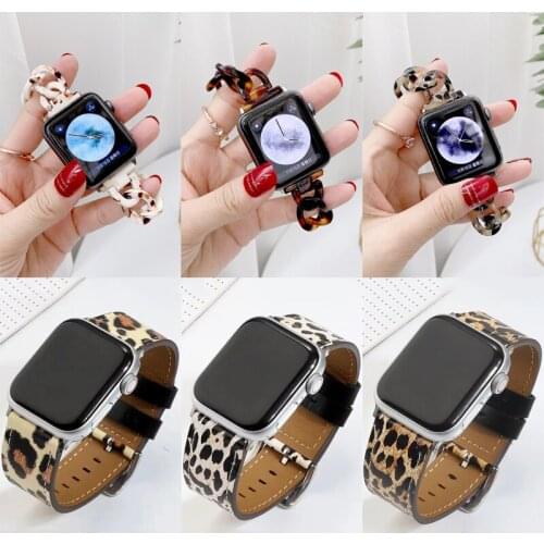 Leopard Resin Strap for Apple Watch Band 44mm 40mm 38mm 42mm Belt for IWatch Series 6 SE 5 4 3 2 Adjustable Leather Bracelet