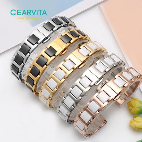 20mm 22mm Ceramic Steel Watch Band 18mm Straps Bracelet Metal Buckle Clasp For Huawei Watch GT2/Garmin /Samsung Galaxy Watch