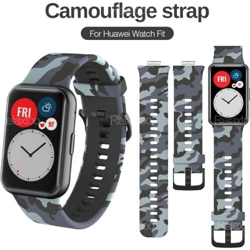 Rubber Strap For Huawei Watch Fit Camouflage Silicone Wristband Belt Bracelet Hauwei Watch Fit Smart Watch Sport Band Accessory