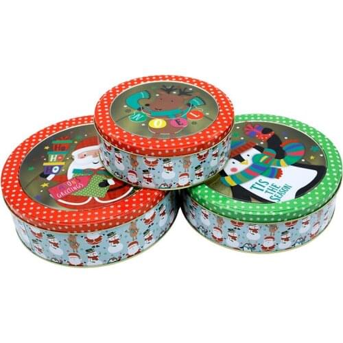 Christmas box round cans tinplate Santa Claus snowman elk penguin Jewelry cosmetic Biscuit candy cake boxes and packaging