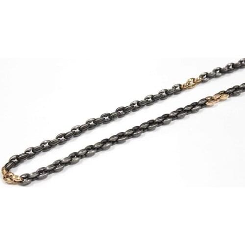 Runda 2020 Men Chain Jewellery Coffee Beads Chain Vintage Anti-Black Stainless Steel Necklace