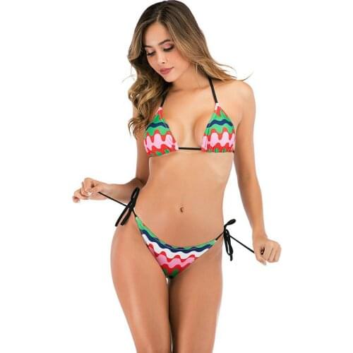 Sexy Printed Triangle Bag Micro Bikini 2021 Mujer Women Push Up Padded Brazilian Biquini Beach Pool Bathing Suit Thong Swimwear