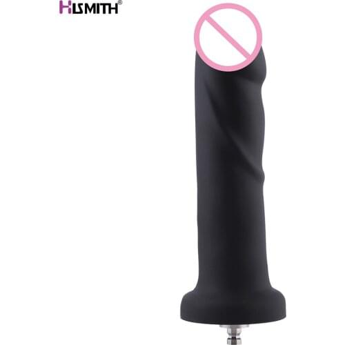 Hismith 7.9" Silicone Dildo KlicLok system sex machine Accessories 6.3" Insertable 1.4" Diameter black smooth realistic dildo