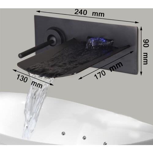 KEMAIDI OIil Rubbed Brozen Glass Spout Wall Mounted Bathroom Tub Mixer Water Faucet Hot&Cold Water Mixer Tap Faucet