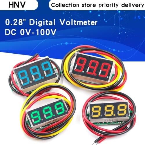 Three-wire DC0-100V DC digital voltmeter head 0.28-inch LED digital voltmeter Adjustable