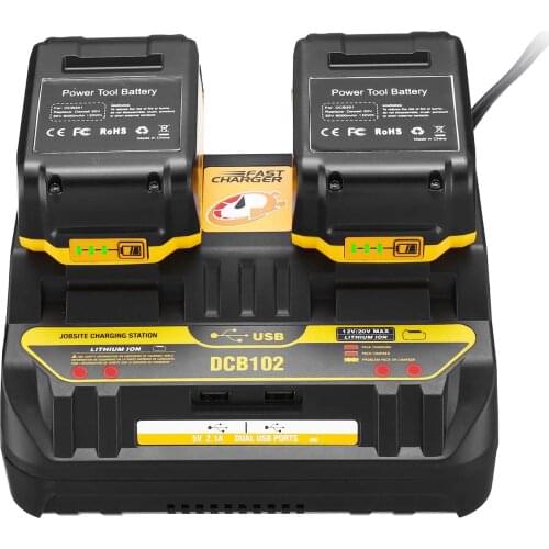 USB port 5V For Dewalt 12V 14.4V 18V Dcb101 Dcb200 Dcb140 Dcb105 EU US Tool Power charger Dcb102 Double Li-Ion Battery Charger