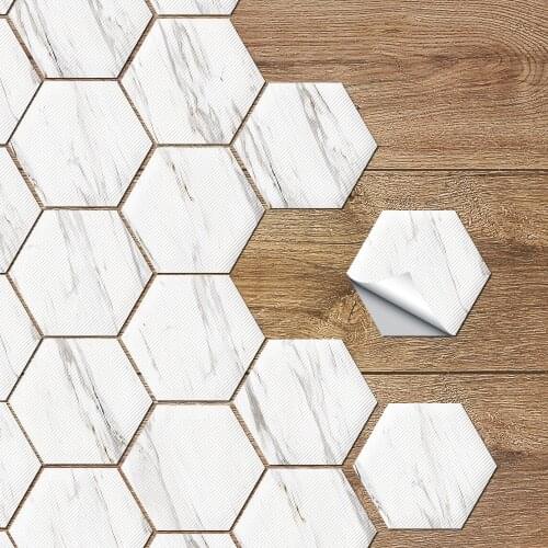 Modern Marble Pattern Hexagon Wall Decor Kitchen Bathroom Bedroom Floor Decal Mural Sticker Waterproof