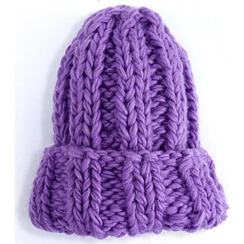Knitted Woolen Women Winter Hat Solid Color Geometric Knitting Women Beanie Female Soft Thick Warm Cap Beanies Crochet