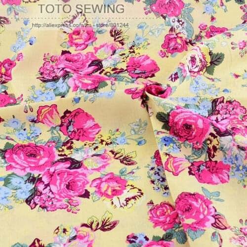 1 meter x 145cm Width beige rose printed cotton poplin fabric quilting tilda doll patchwork clothing sewing fashion textile